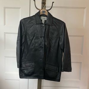 Llbean black leather jacket